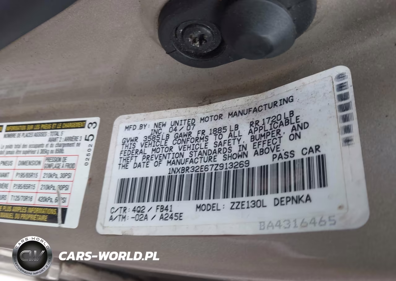 2007 Toyota Corolla Le VIN:1NXBR32E67Z913269 - 9
