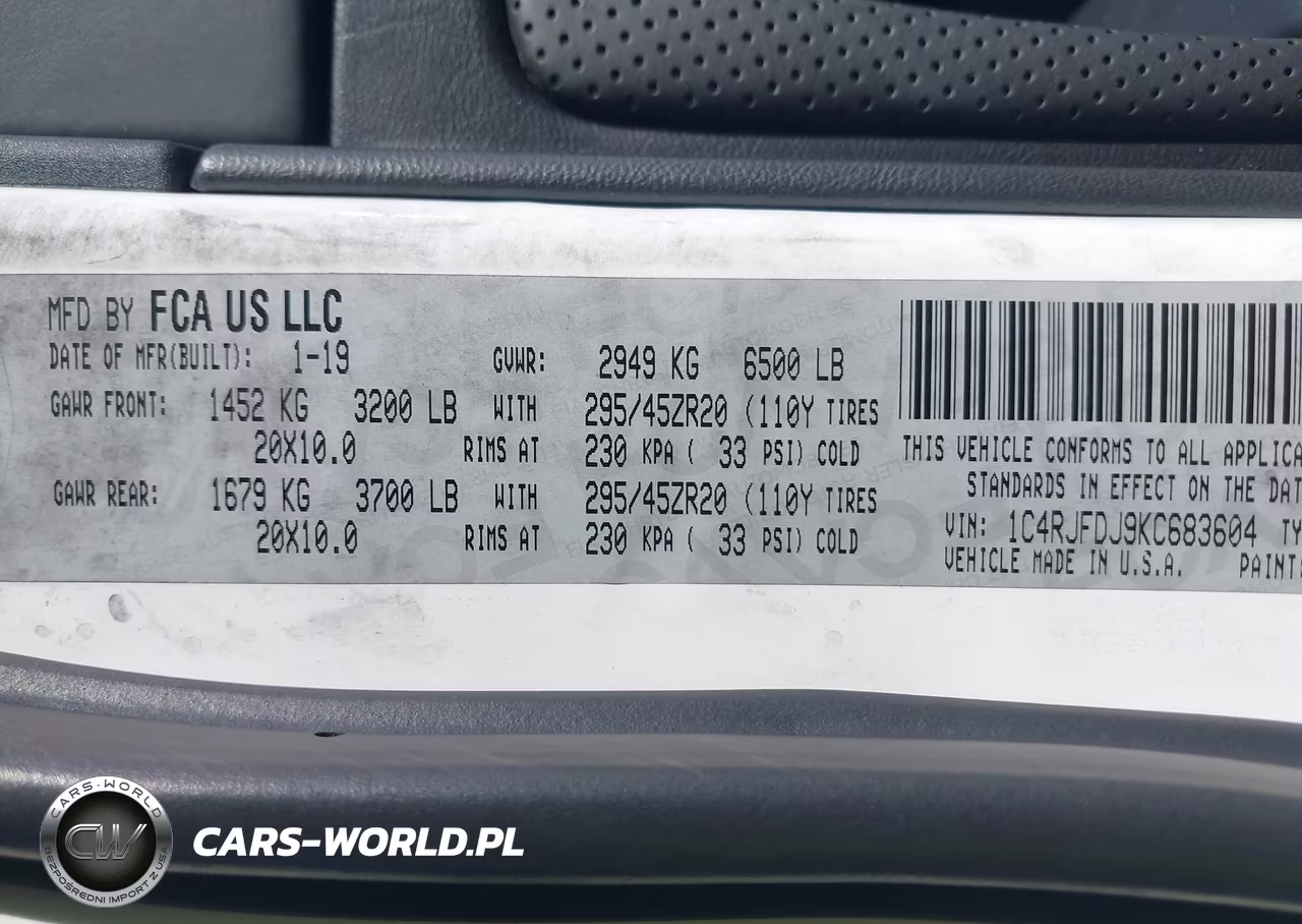 2019 Jeep Grand Cherokee Srt 4X4 VIN:1C4RJFDJ9KC683604 - 9