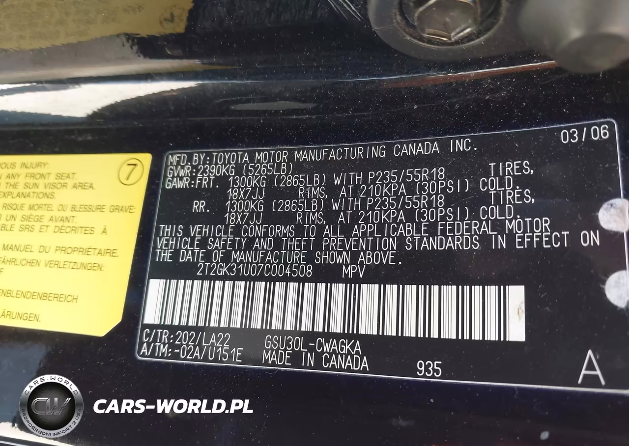 2007 Lexus Rx 350 VIN:2T2GK31U07C004508 - 9