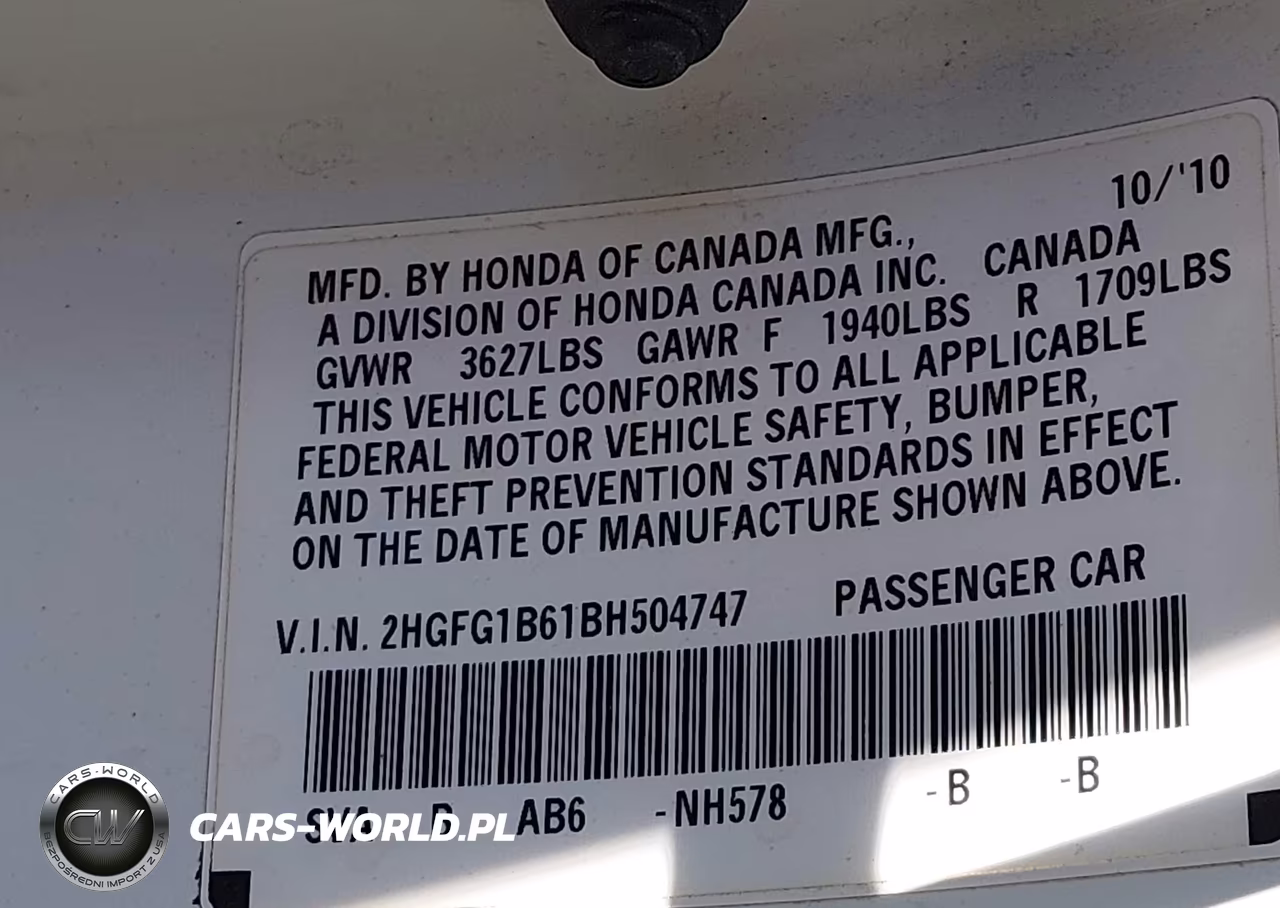 2011 Honda Civic Lx VIN:2HGFG1B61BH504747 - 9