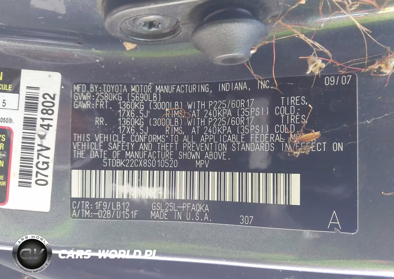 2008 Toyota Sienna Limited VIN:5TDBK22CX8S010520 - 9