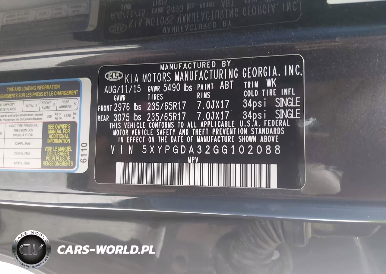 2016 Kia Sorento 2.4L Lx VIN:5XYPGDA32GG102088 - 9