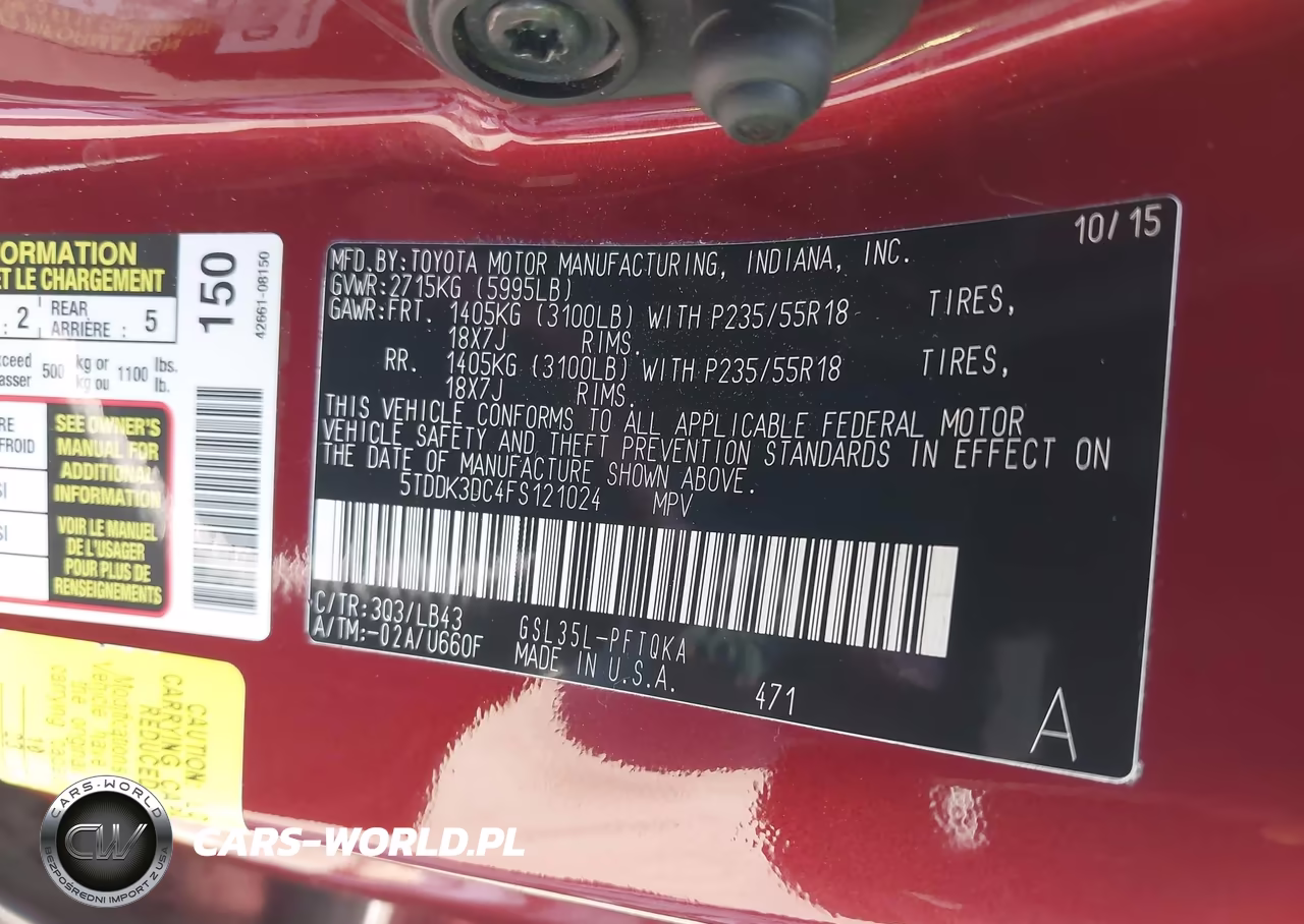 2015 Toyota Sienna Limited Premium 7 Passenger VIN:5TDDK3DC4FS121024 - 9
