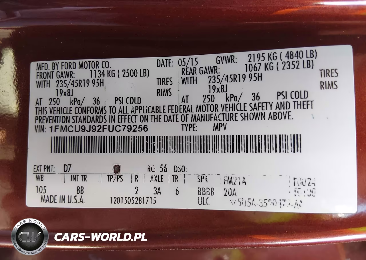 2015 Ford Escape Titanium VIN:1FMCU9J92FUC79256 - 9