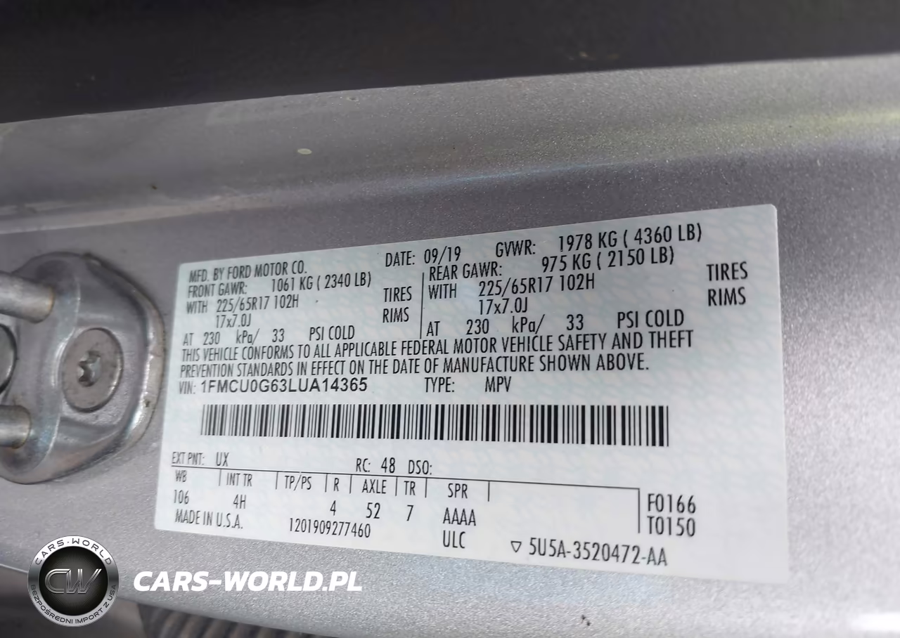 2020 Ford Escape Se VIN:1FMCU0G63LUA14365 - 9