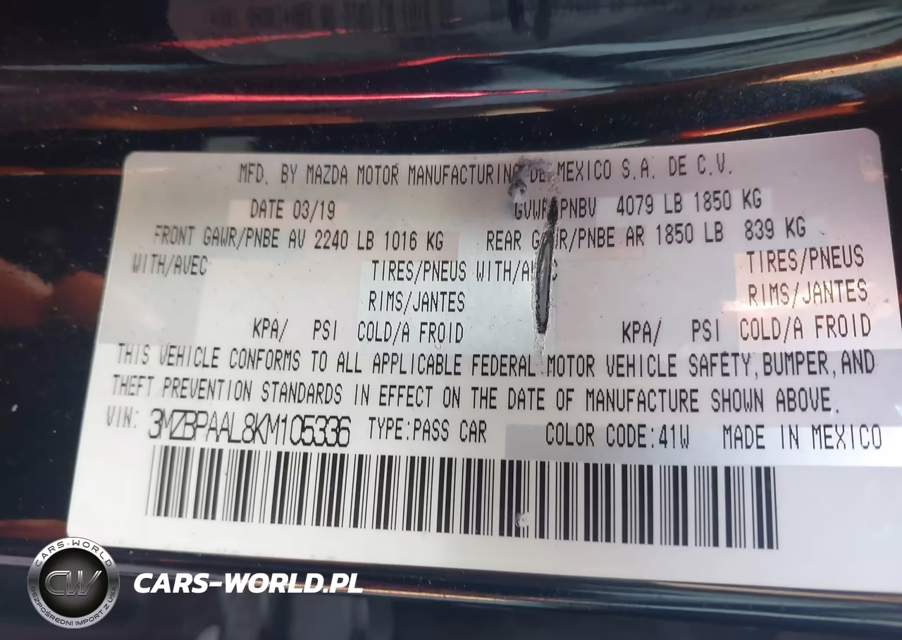 2019 Mazda Mazda3 Select Package VIN:3MZBPAAL8KM105336 - 9