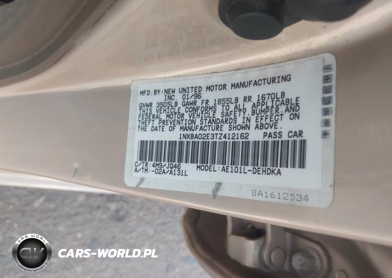 1996 Toyota Corolla VIN:1NXBA02E3TZ412162 - 9