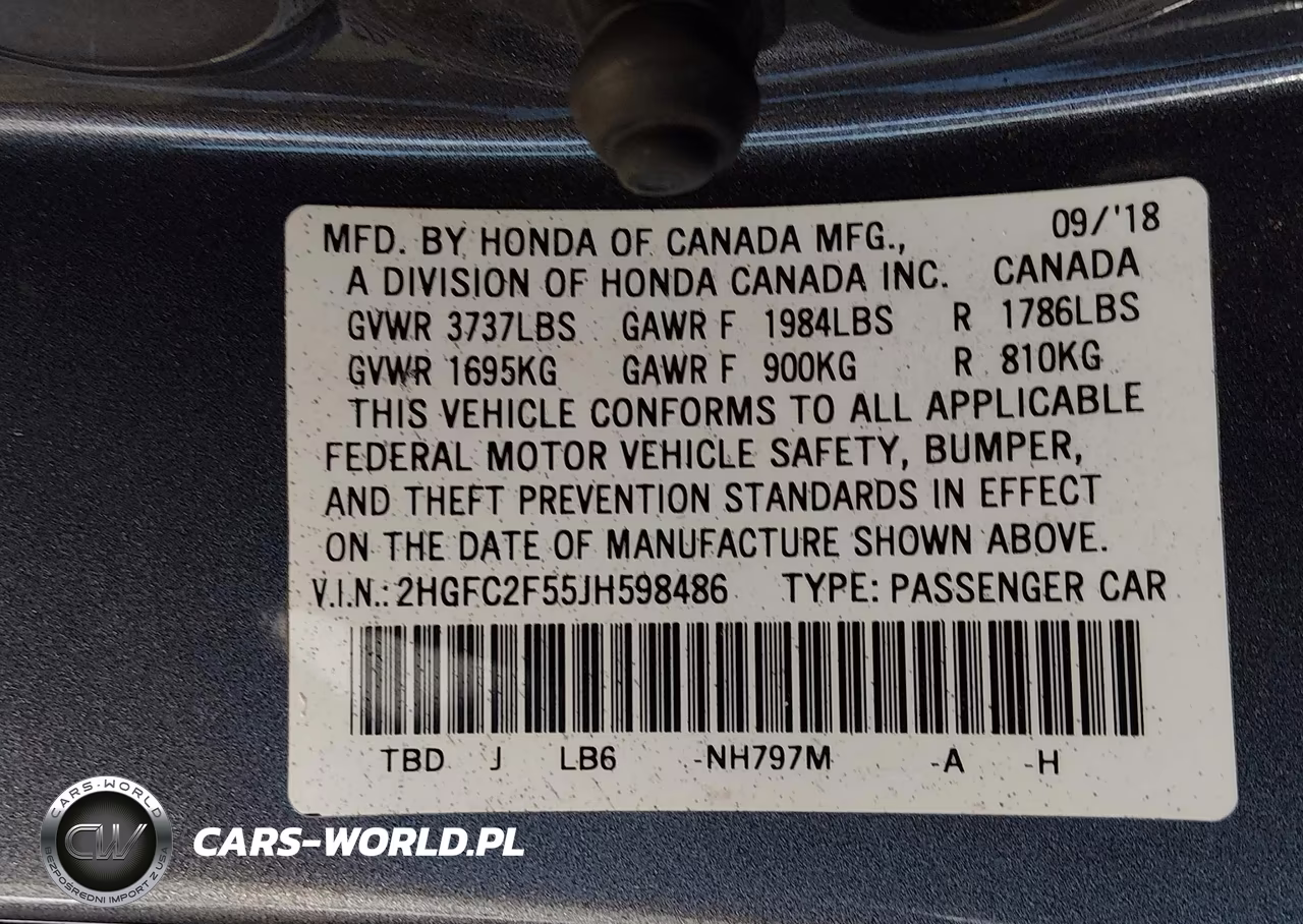 2018 Honda Civic Lx VIN:2HGFC2F55JH598486 - 9