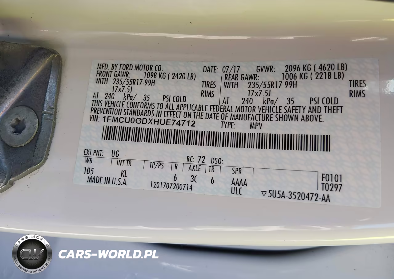 2017 Ford Escape Se VIN:1FMCU0GDXHUE74712 - 9