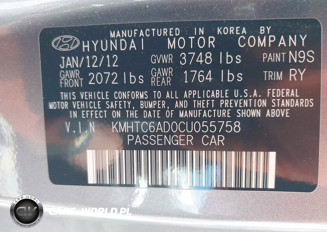 2012 Hyundai Veloster Base W-Black VIN:KMHTC6AD0CU055758 - 9