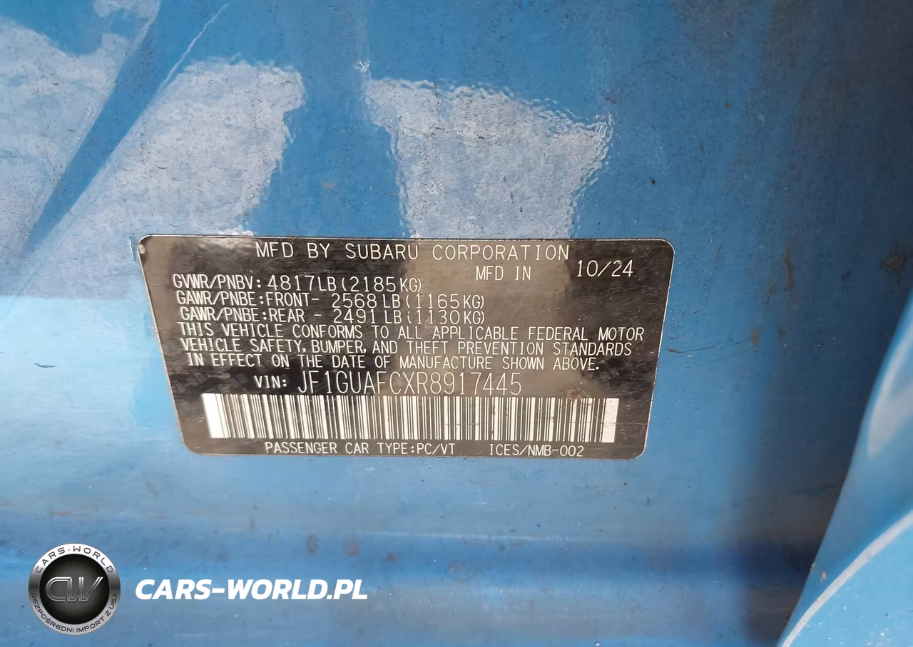 2024 Subaru Impreza Sport 5-Door VIN:JF1GUAFCXR8917445 - 9