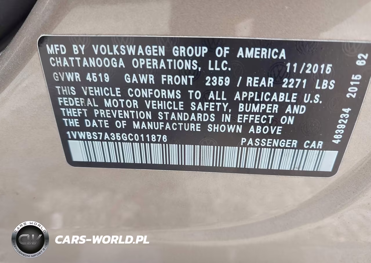 2016 Volkswagen Passat 1.8T Se VIN:1VWBS7A35GC011876 - 9