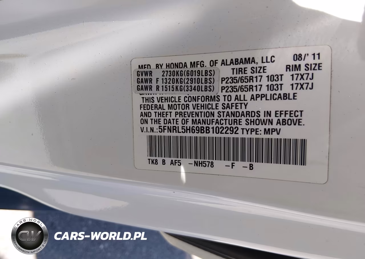 2011 Honda Odyssey Ex-L VIN:5FNRL5H69BB102292 - 9
