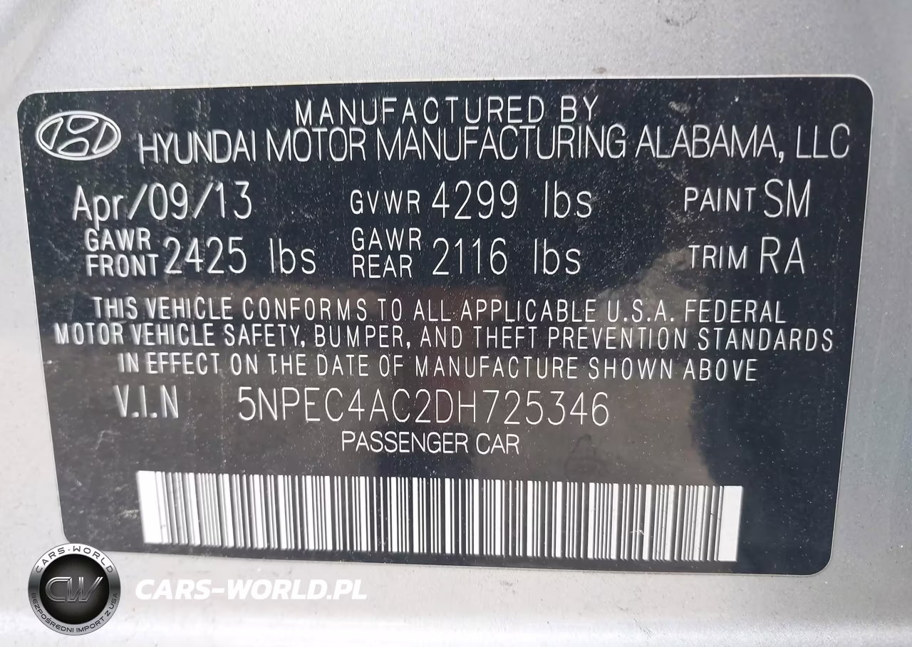 2013 Hyundai Sonata Se VIN:5NPEC4AC2DH725346 - 9