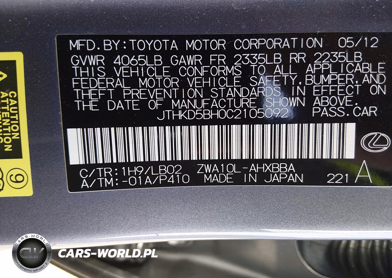 2012 Lexus Ct 200H Premium VIN:JTHKD5BH0C2105092 - 9