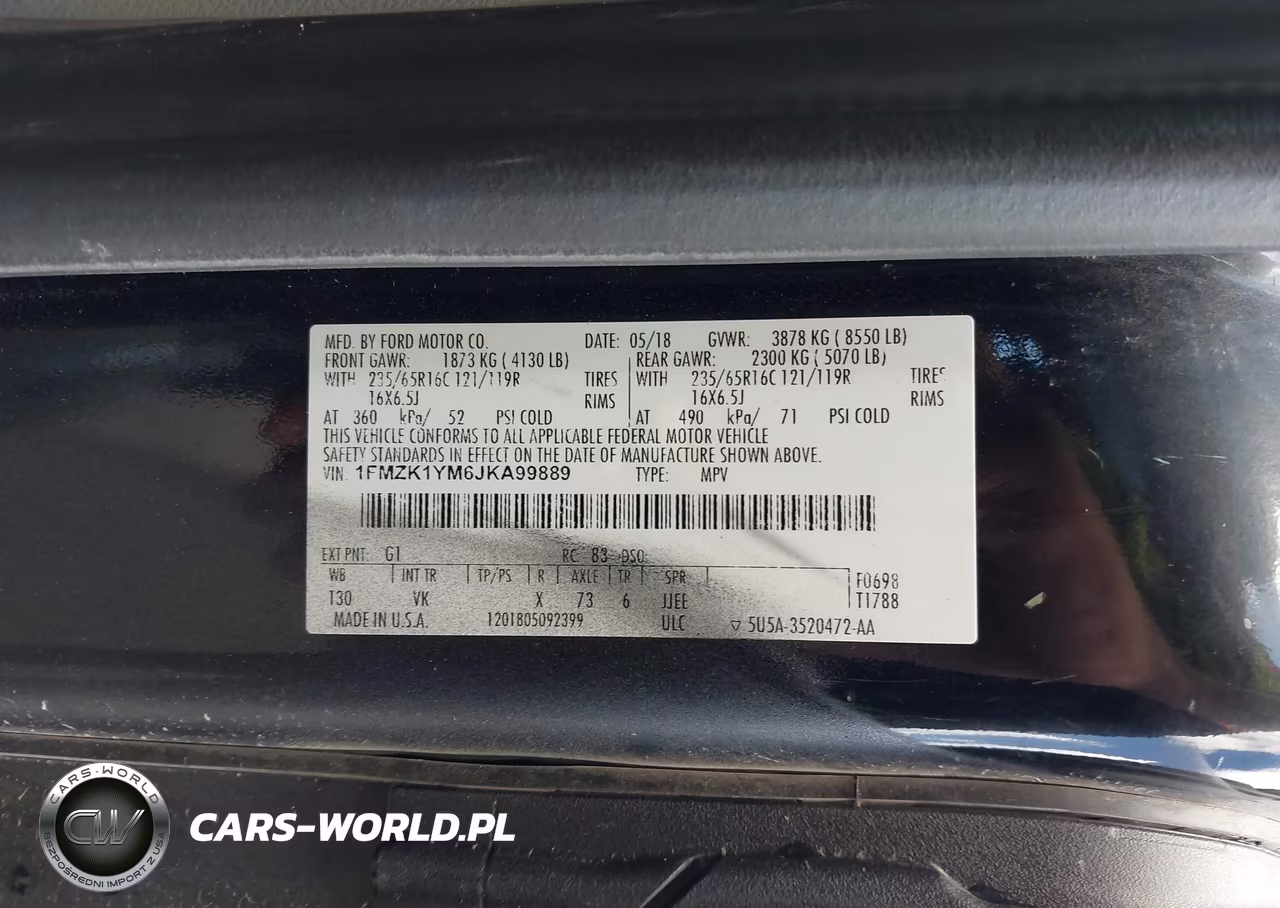 2018 Ford Transit-150 Xl VIN:1FMZK1YM6JKA99889 - 9