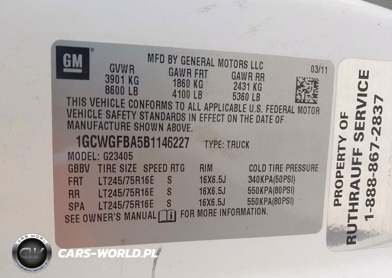 2011 Chevrolet Express 2500 Work Van VIN:1GCWGFBA5B1146227 - 9