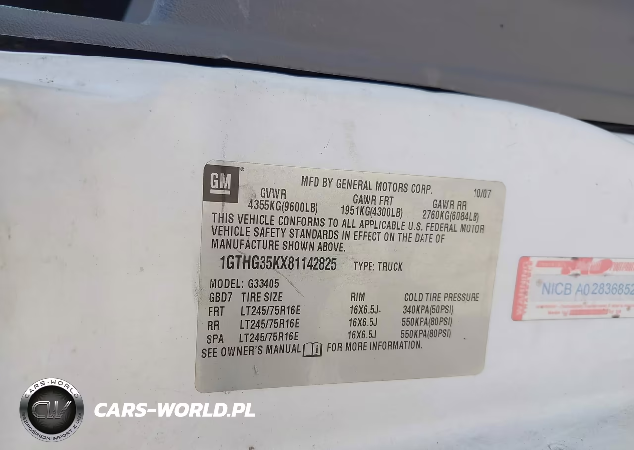 2008 GMC Savana Work Van VIN:1GTHG35KX81142825 - 9