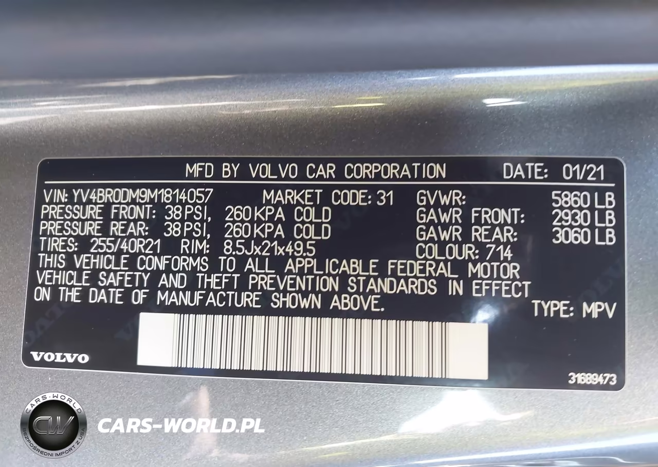 2021 Volvo Xc60 Recharge Plug-In Hybrid T8 R-Design VIN:YV4BR0DM9M1814057 - 9