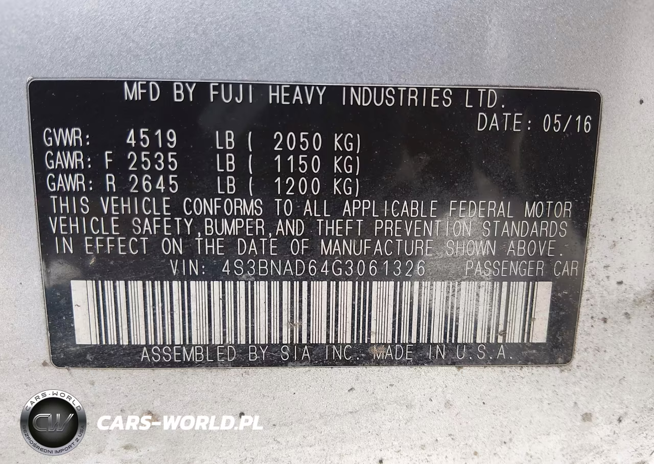 2016 Subaru Legacy 2.5I Premium VIN:4S3BNAD64G3061326 - 9
