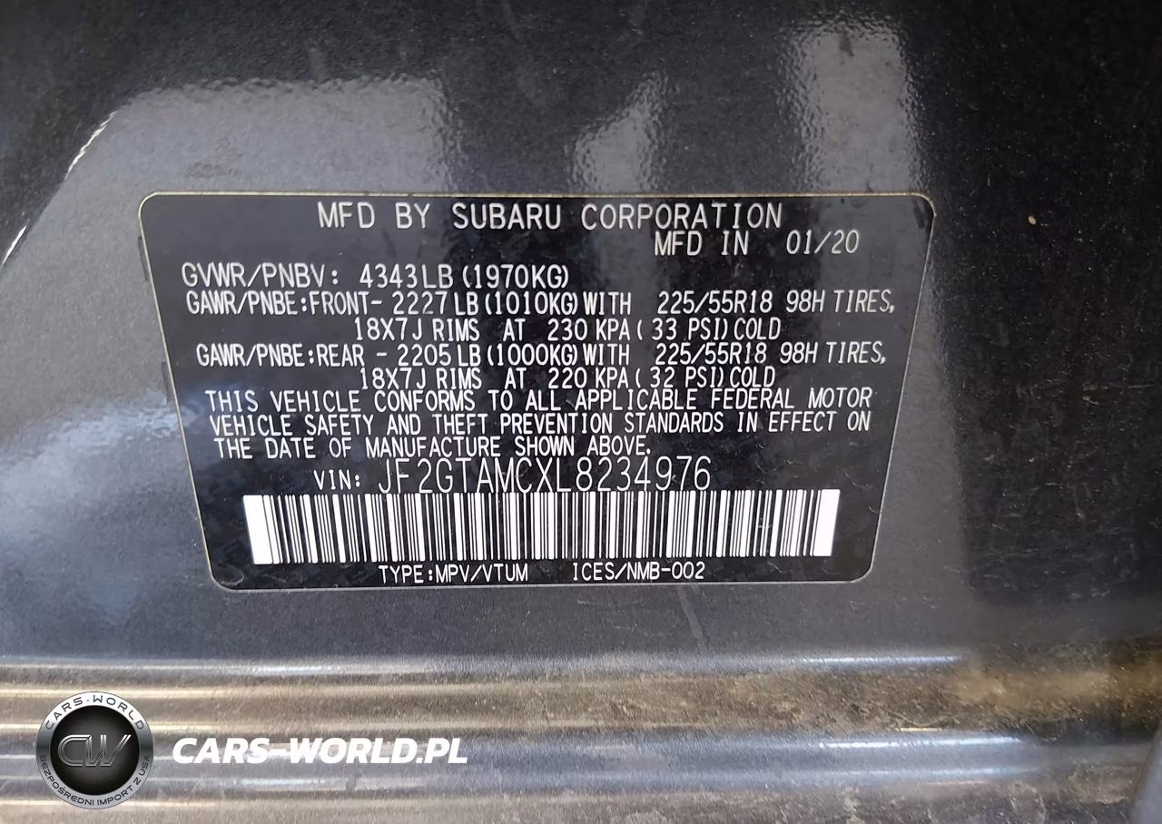 2020 Subaru Crosstrek Limited VIN:JF2GTAMCXL8234976 - 9
