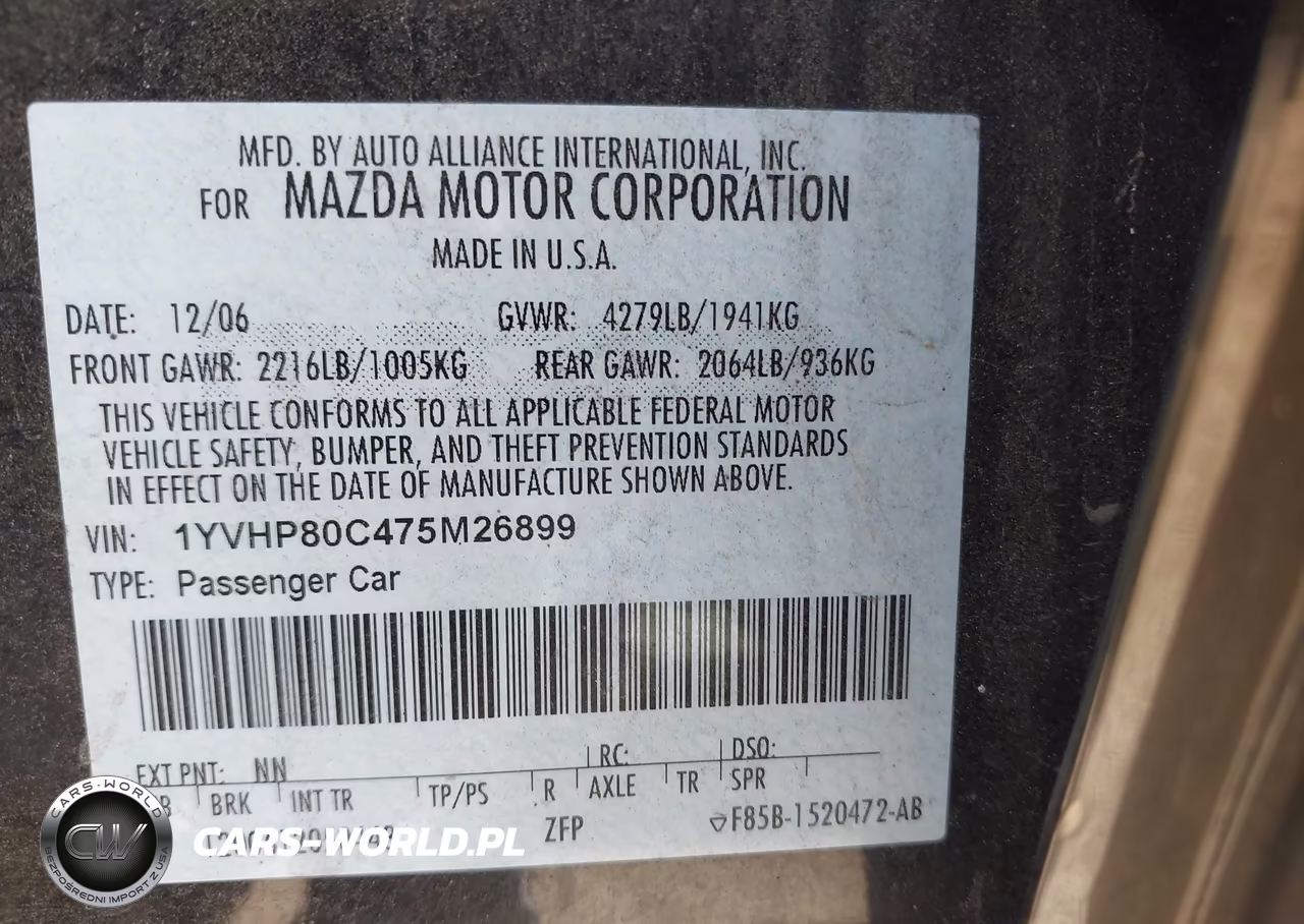 2007 Mazda Mazda6 I Sport Ve VIN:1YVHP80C475M26899 - 9