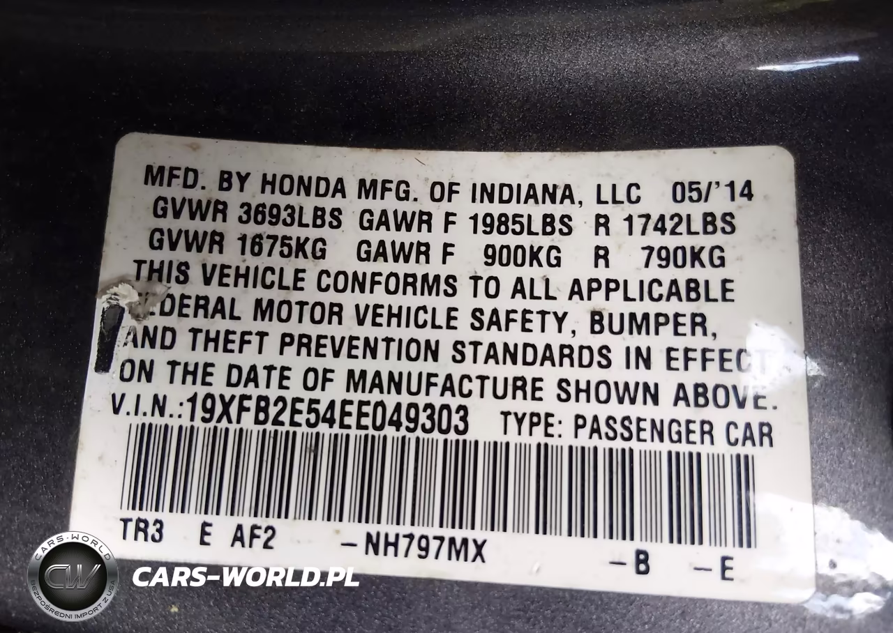 2014 Honda Civic Lx VIN:19XFB2E54EE049303 - 9