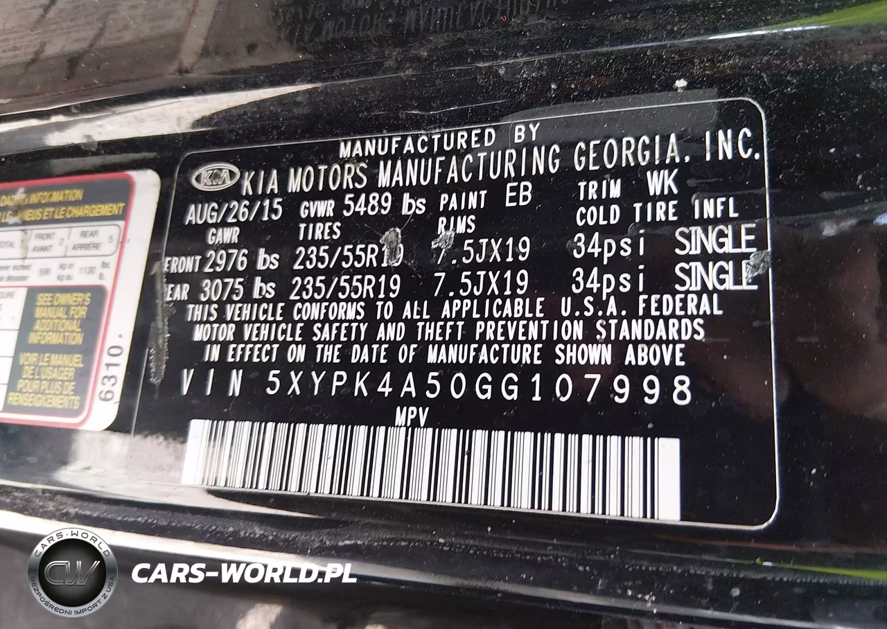 2016 Kia Sorento 3.3L Sx VIN:5XYPK4A50GG107998 - 9