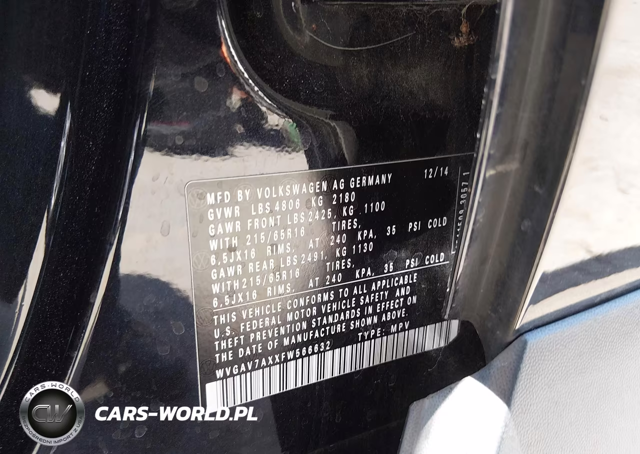 2015 Volkswagen Tiguan S VIN:WVGAV7AXXFW566632 - 9