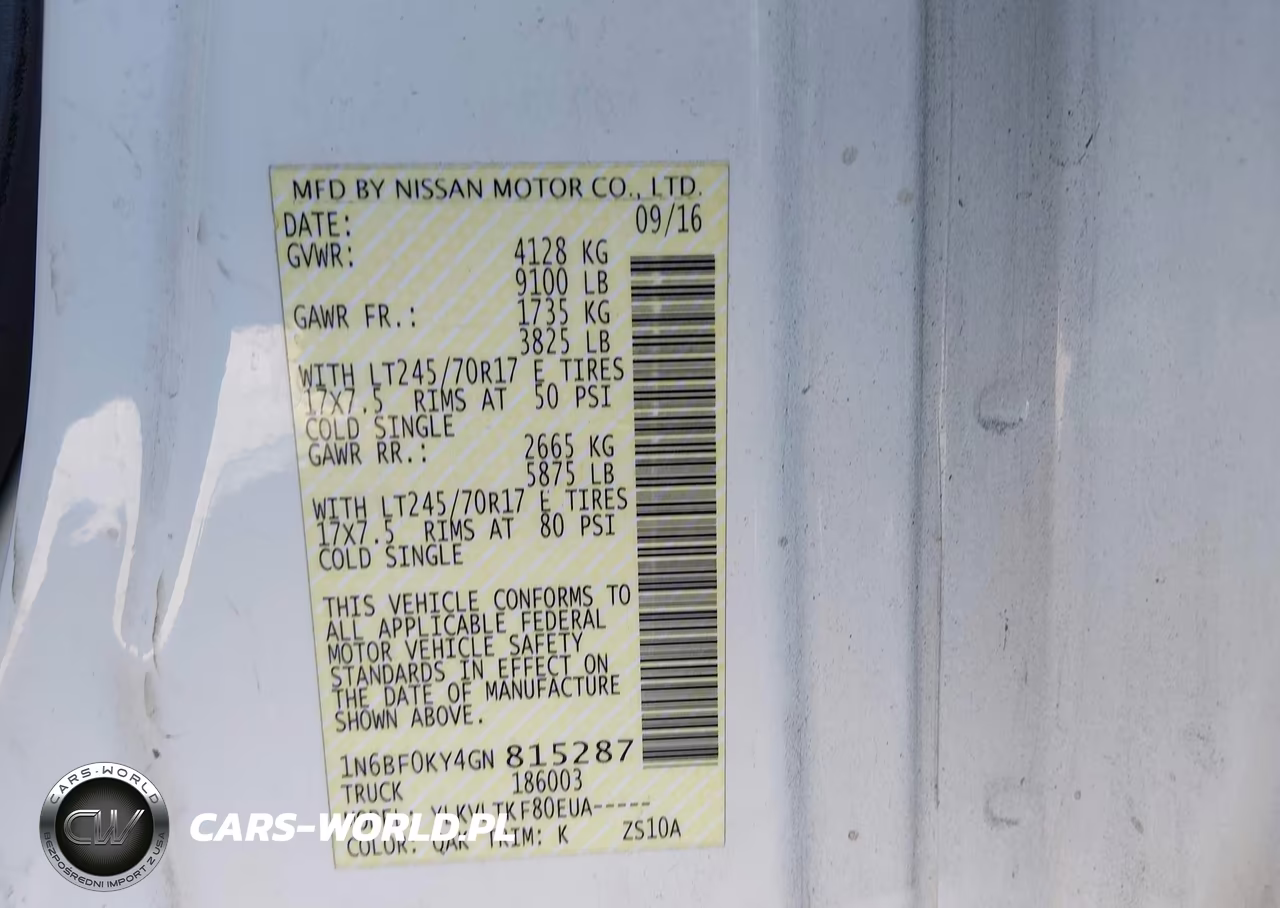 2016 Nissan Nv Cargo Nv2500 Hd Sv V6 VIN:1N6BF0KY4GN815287 - 9