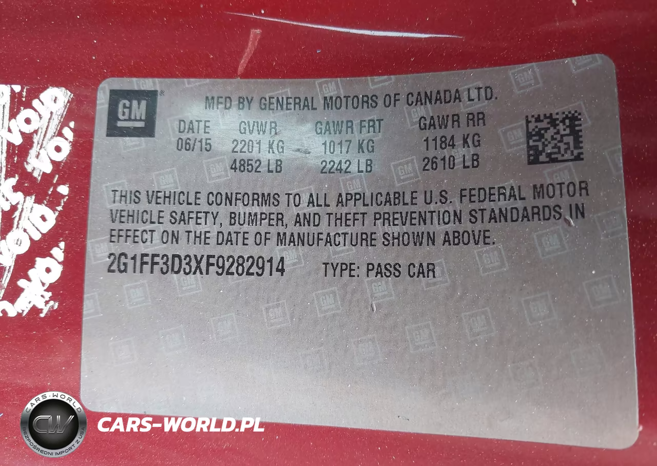 2015 Chevrolet Camaro 2Lt VIN:2G1FF3D3XF9282914 - 9