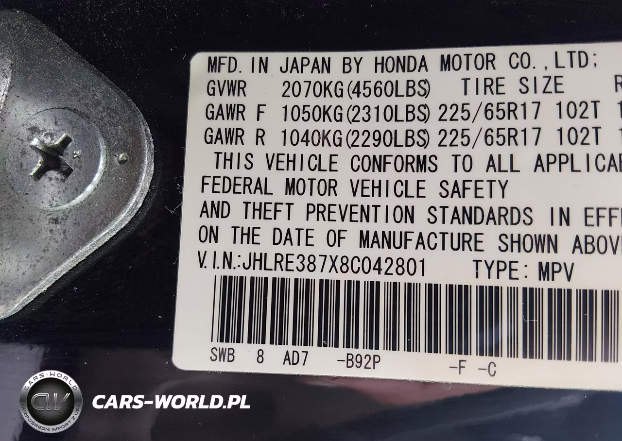 2008 Honda Cr-V Ex-L VIN:JHLRE387X8C042801 - 9