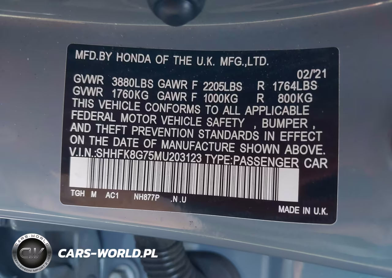 2021 Honda Civic Type R Touring VIN:SHHFK8G75MU203123 - 9