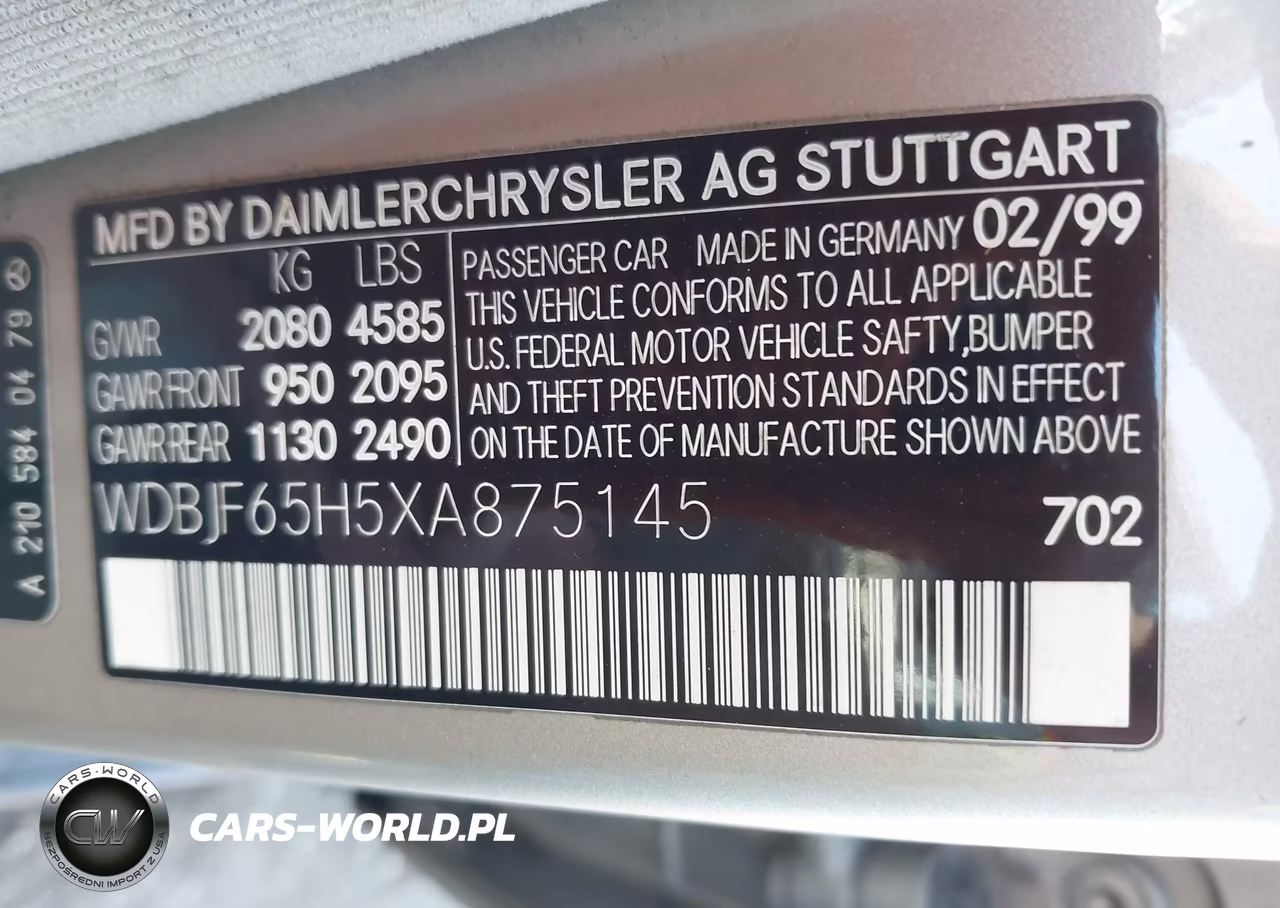 1999 Mercedes-Benz E 320 VIN:WDBJF65H5XA875145 - 9