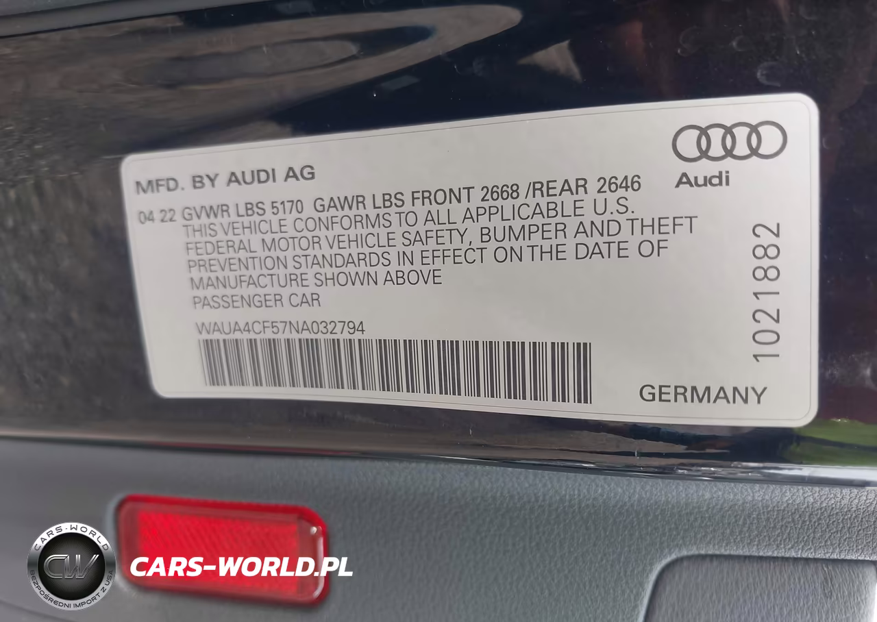 2022 Audi S5 Sportback Premium Tfsi Quattro Tiptronic VIN:WAUA4CF57NA032794 - 9