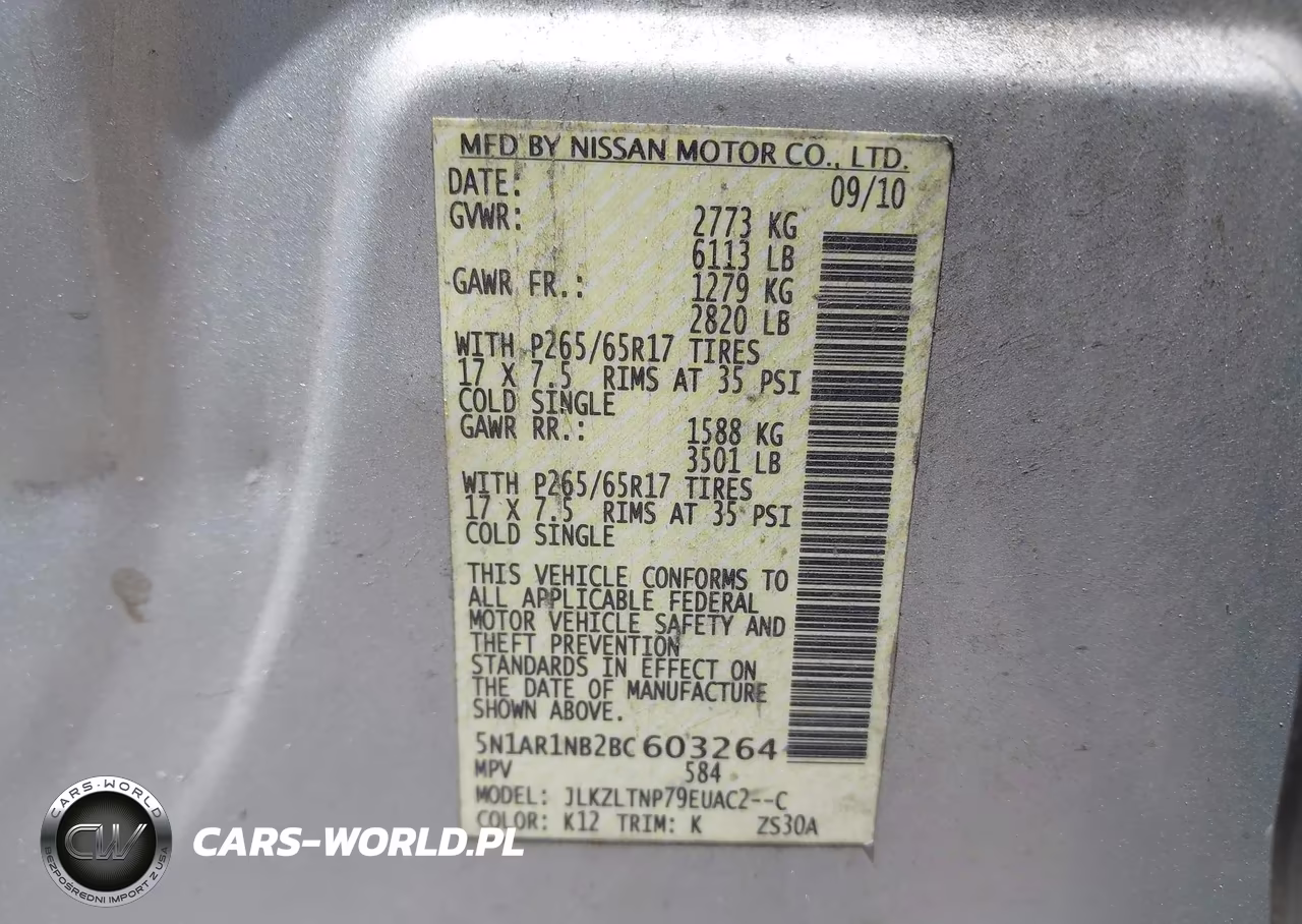 2011 Nissan Pathfinder Sv VIN:5N1AR1NB2BC603264 - 9