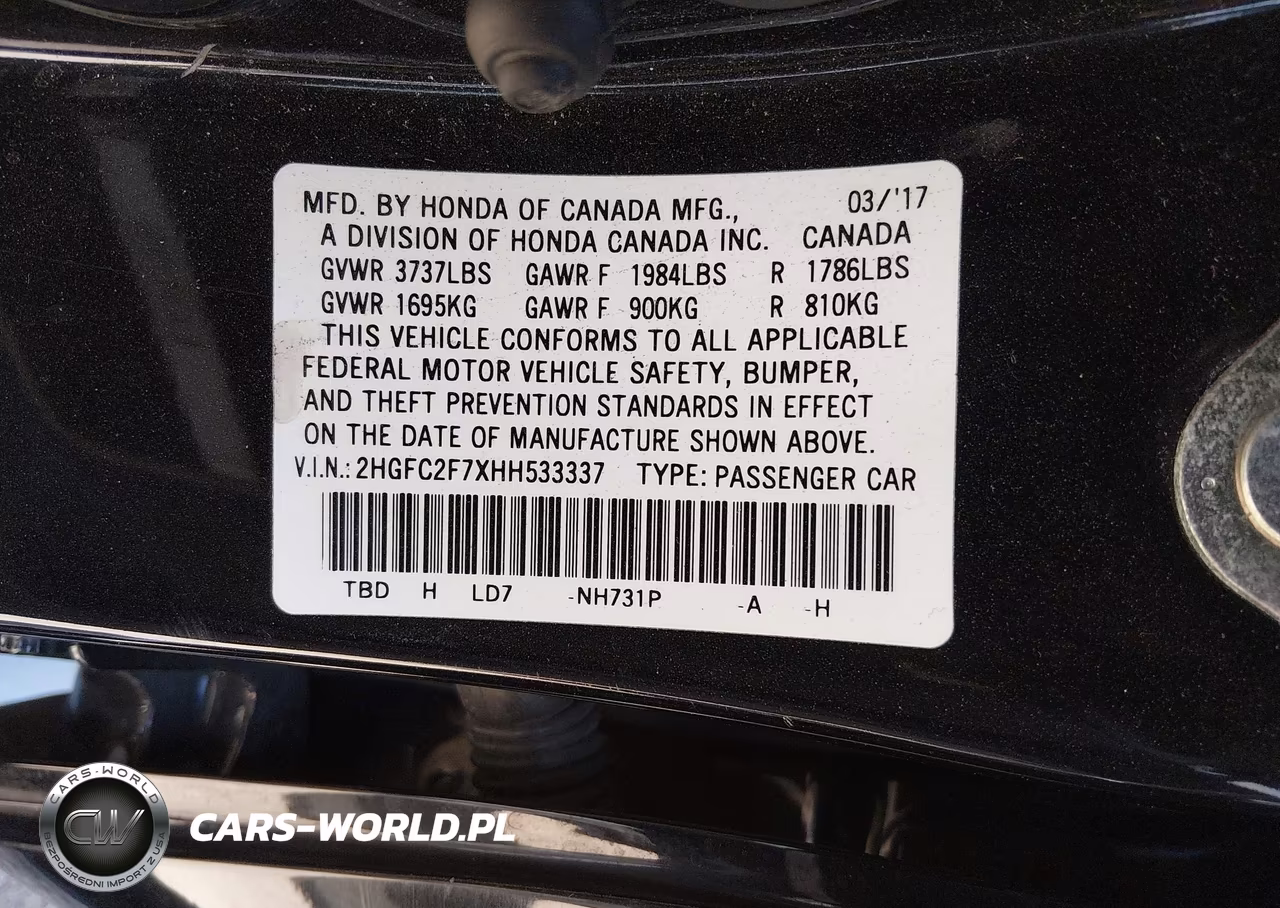 2017 Honda Civic Ex VIN:2HGFC2F7XHH533337 - 9
