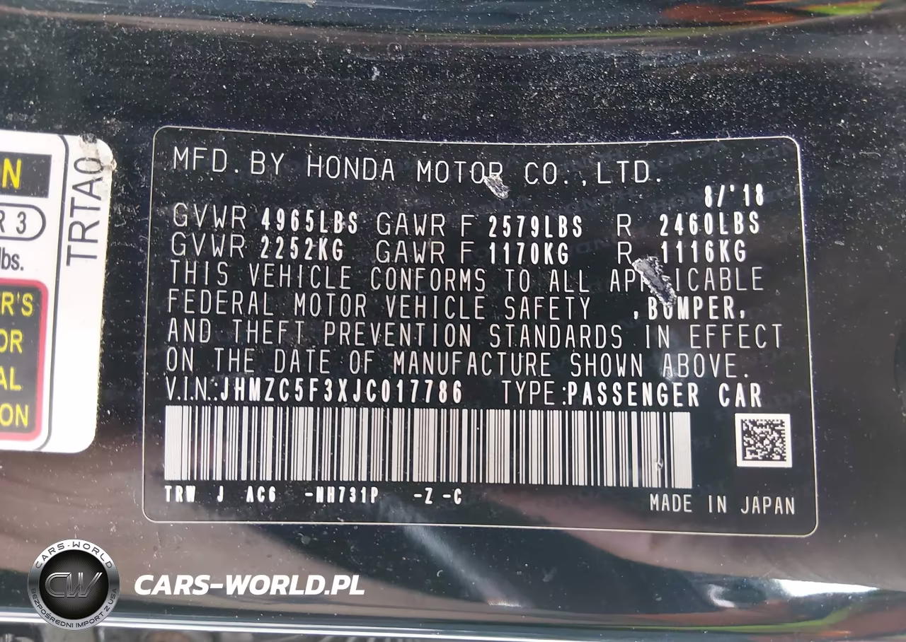 2018 Honda Clarity Plug-In Hybrid Touring VIN:JHMZC5F3XJC017786 - 9