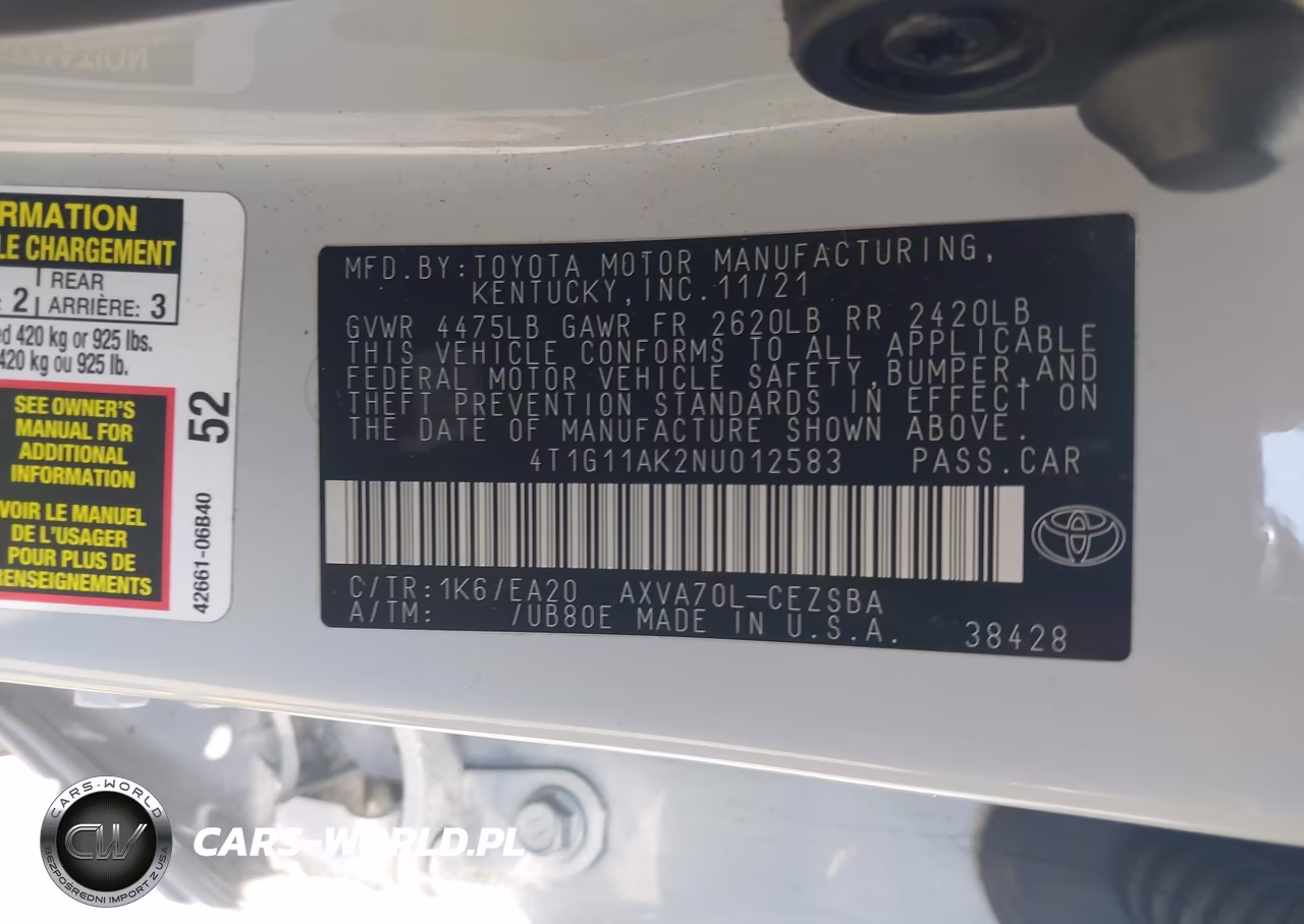 2022 Toyota Camry Se VIN:4T1G11AK2NU012583 - 9