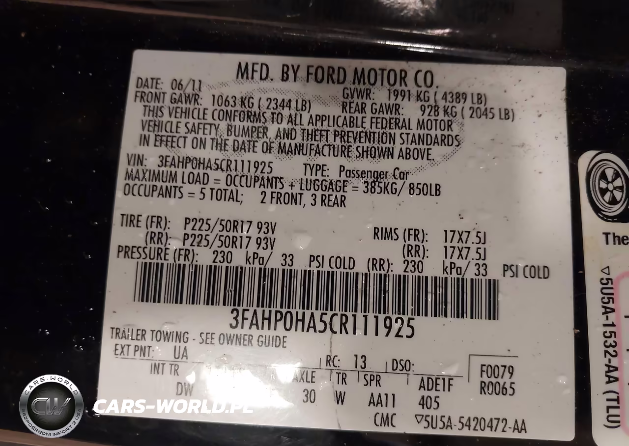 2012 Ford Fusion Se VIN:3FAHP0HA5CR111925 - 9