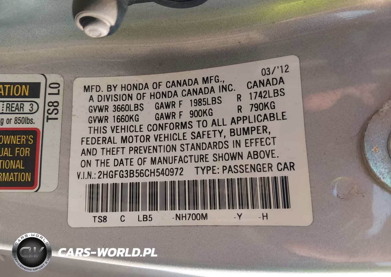 2012 Honda Civic Lx VIN:2HGFG3B56CH540972 - 9