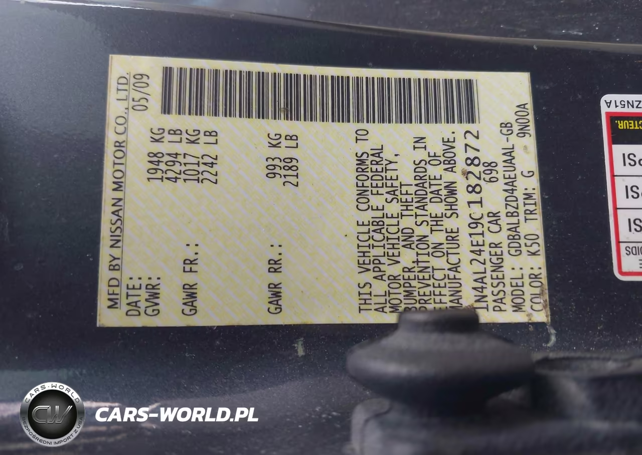 2009 Nissan Altima 2.5 S VIN:1N4AL24E19C182872 - 9