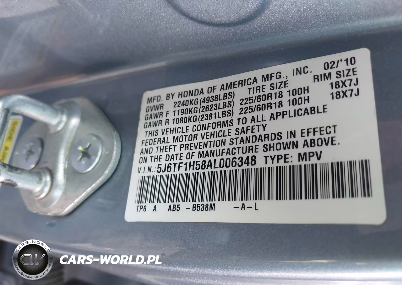 2010 Honda Accord Crosstour Ex-L VIN:5J6TF1H58AL006348 - 9