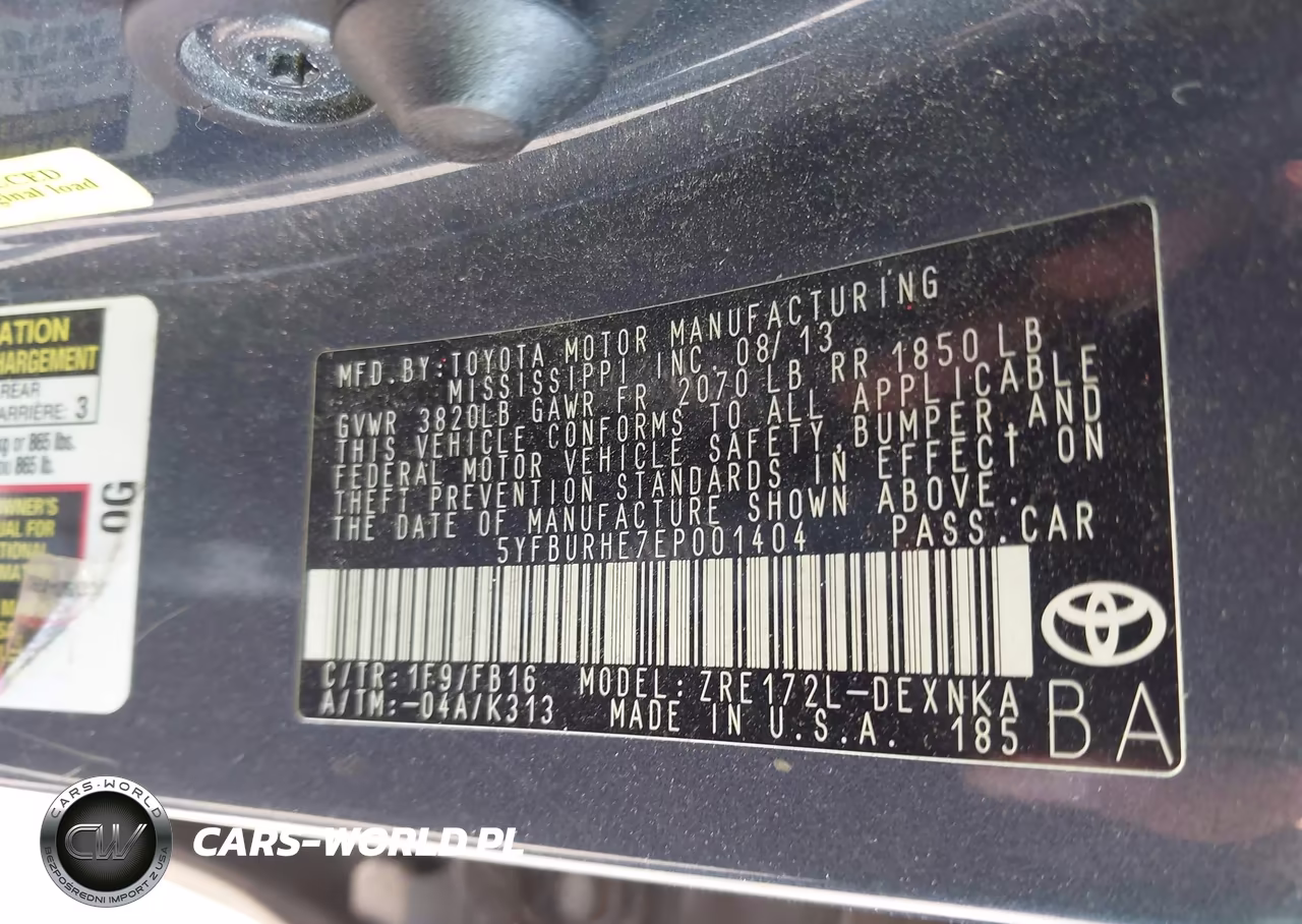 2014 Toyota Corolla Le VIN:5YFBURHE7EP001404 - 9