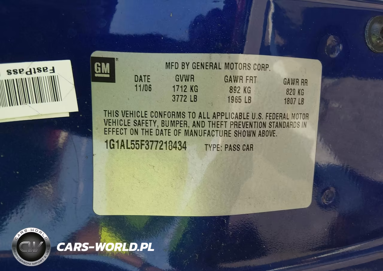 CHEVROLET COBALT VIN:1G1AL55F377218434 - 9