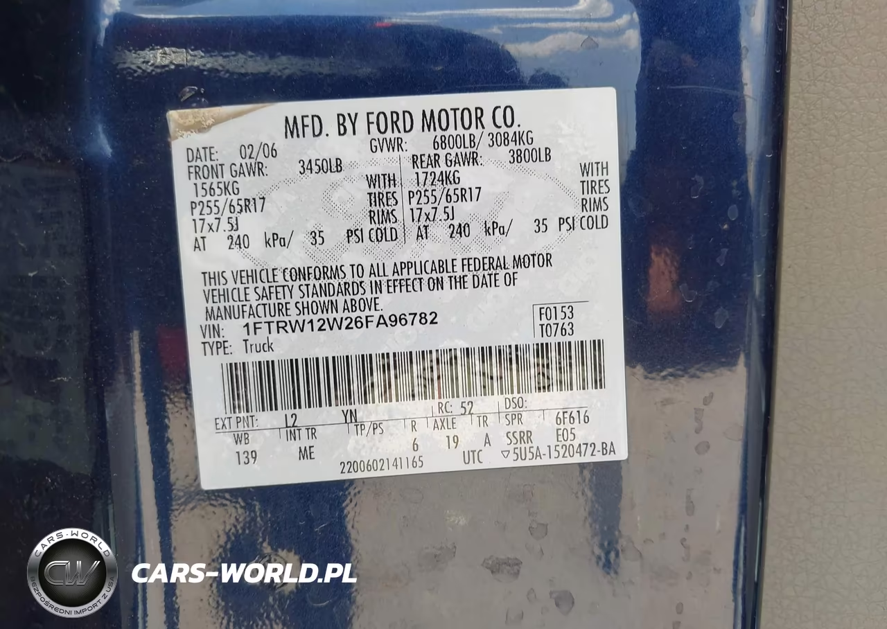 2006 Ford F-150 Xlt VIN:1FTRW12W26FA96782 - 9