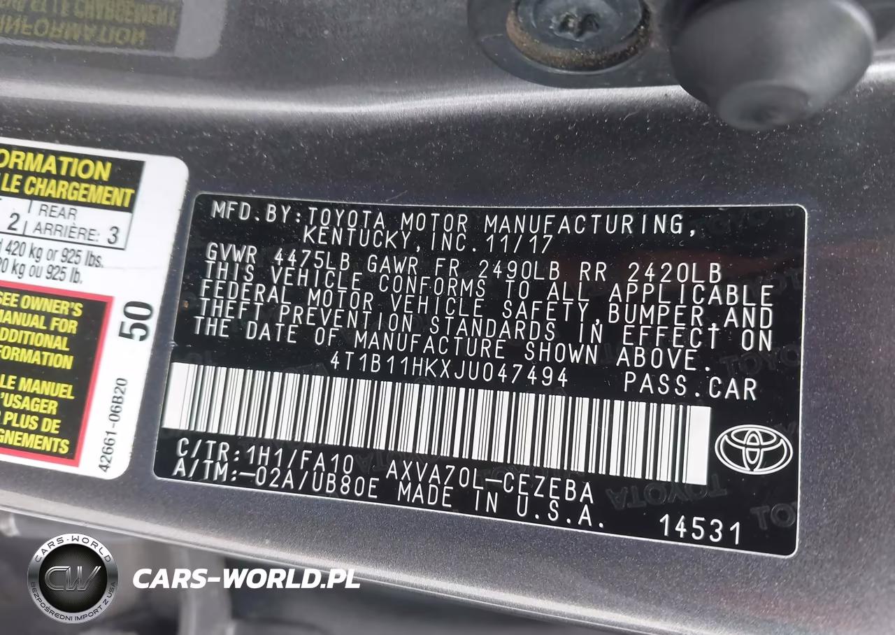 2018 Toyota Camry L VIN:4T1B11HKXJU047494 - 9