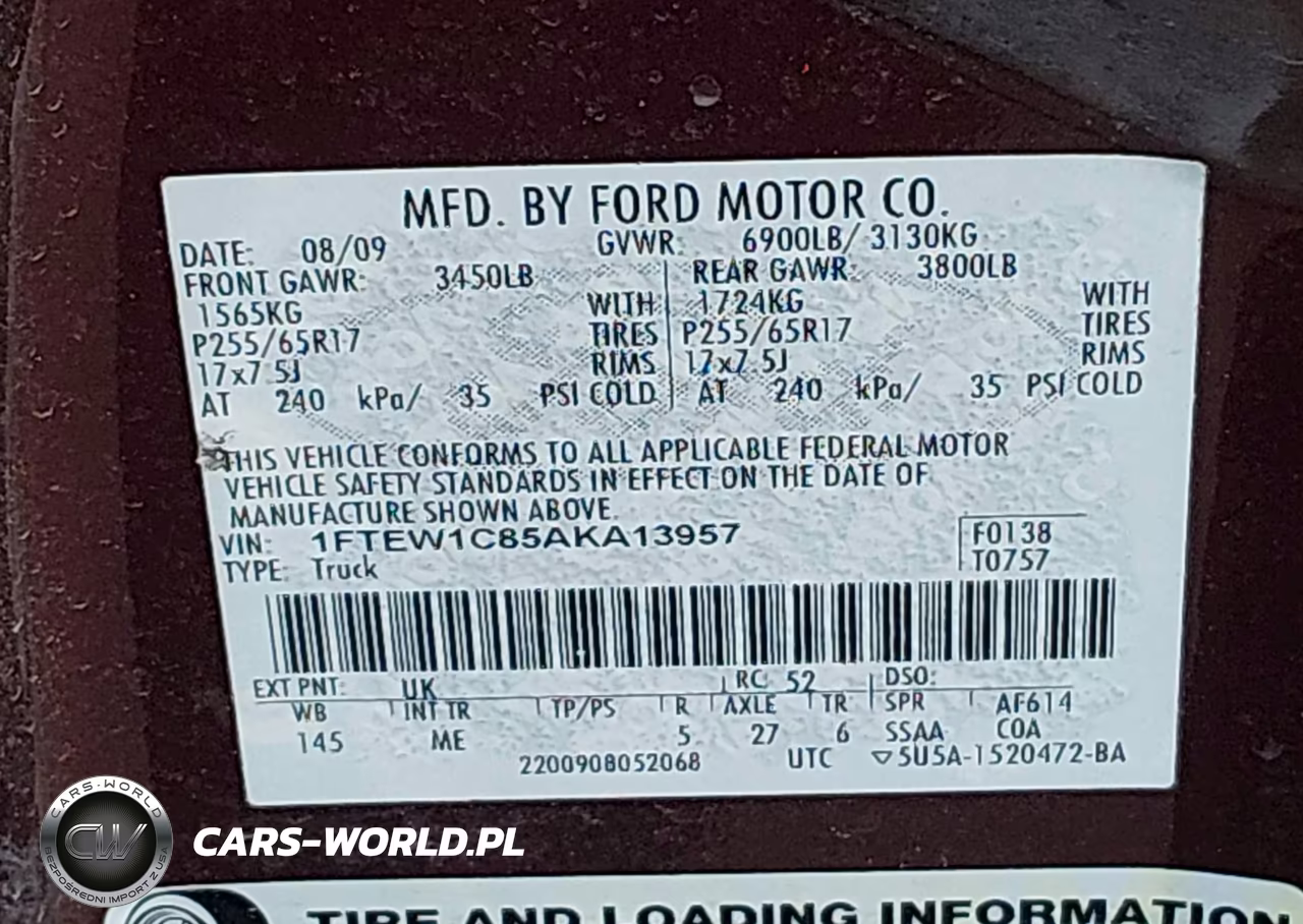 2010 Ford F-150 Fx2 Sport-Xl-Xlt VIN:1FTEW1C85AKA13957 - 9