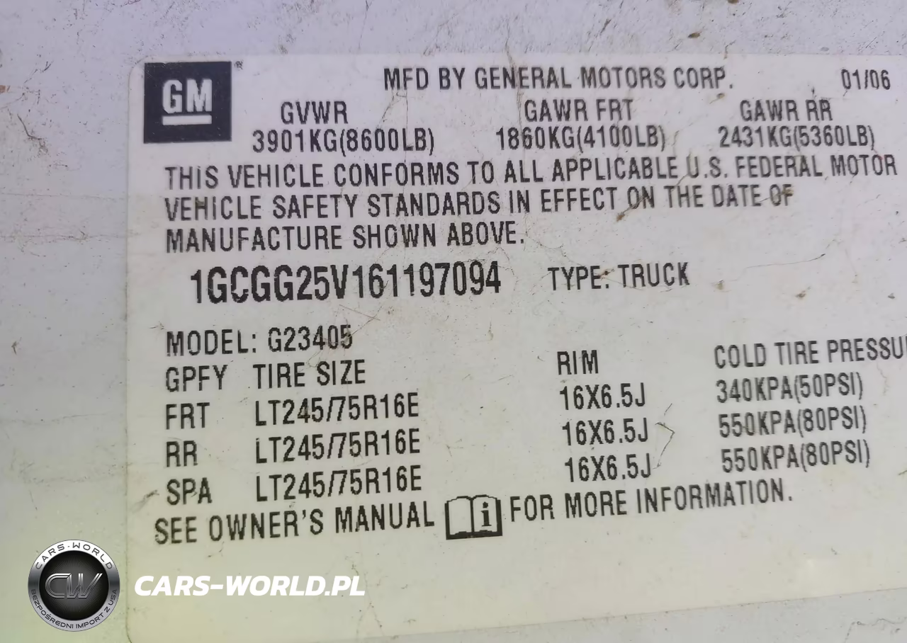 2006 Chevrolet Express Work Van VIN:1GCGG25V161197094 - 9