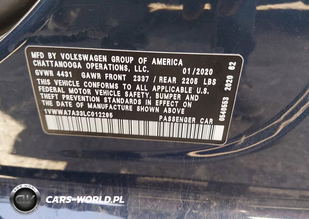 2020 Volkswagen Passat 2.0T Se VIN:1VWWA7A33LC012295 - 9